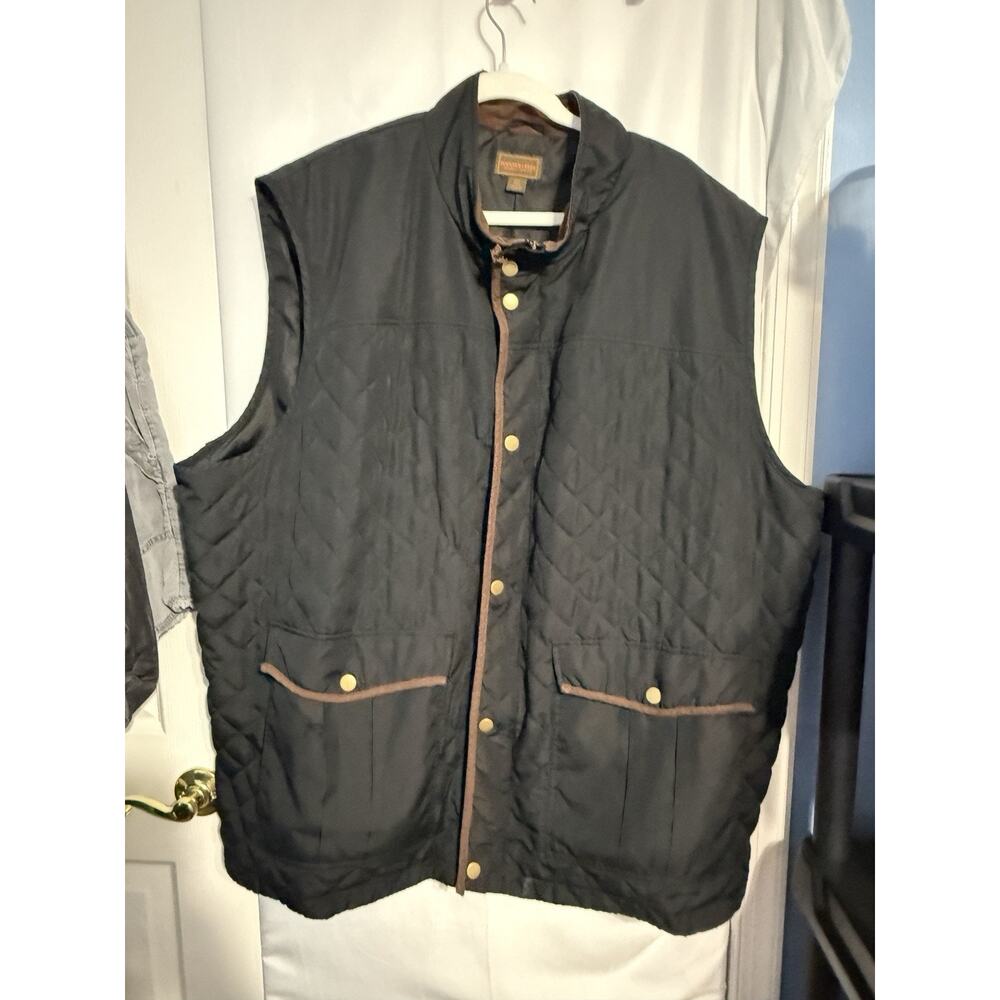 Boulder Creek Quilted Utility Vest Black Brown Snap Front Mens 4XL Tall